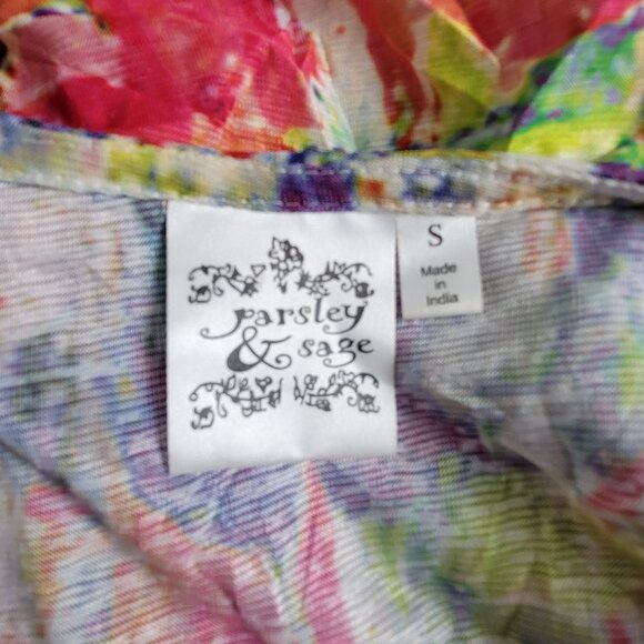 Parsley & Sage Women Multicolor Abstract Print 3/4 Sleeve Tunic Top Small Casual - Picture 4 of 8